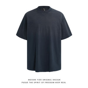 เสื้อยืดแขนสั้นผ้าฝ้ายแท้ 300 กรัม ทรงหลวม สำหรับผู้ชาย ฤดูร้อน 2025 ทรงหลวม สีพื้น แฟชั่น เสื้อยืดคอกลม