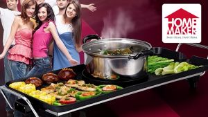 Large Barbecue Electric Grill with Hot Pot Teppanyaki Grill/Shabu Shabu Large Electric Baking Pan Can Be Grilled Fried Boiled And Braised