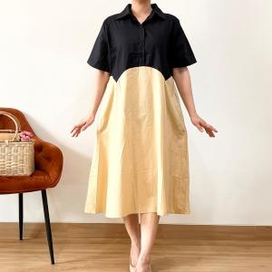 [VEMODE] DRESS KATUN MIDI TWOTONE CASUAL PESTA 0B3D 2011