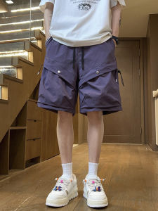 กางเกงขาสั้นทำงานสไตล์อเมริกันสำหรับผู้ชาย ทรงหลวม แห้งเร็ว ลำลอง สำหรับฤดูร้อน กางเกงขายาวห้าส่วน ผ้าไหมน้ำแข็ง ความรู้สึกระบายอากาศได้ดี