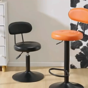 PU Leather Round Bar Stool with Back Rest Height Adjustable Swivel Pub Chair Home Kitchen Bar stools