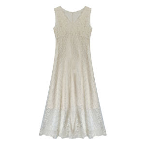 Đầm Không Tàu V-Neck Voan Eo Cao