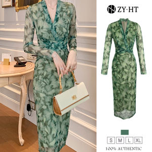 ชุดออกแฟชั่น ZY.HT EraVogue เดรสผู้หญิง เดรสผู้หญิง เดรสสีเขียว ทำงาน เดรส แต่ง เดรสผ้า ตาข่าย เซ็กซี่ และกระเป๋าเซ็กซี้ 5428