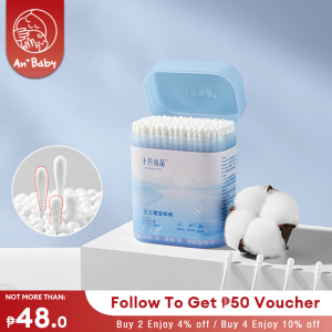 TEN-M JOURNEY Baby Cotton Swab Baby Special Booger Double-headed Infant Superfine Newborn Cotton Swabs -200 pcs