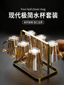 ชุดแก้วน้ำทรงดอกไม้สำหรับดื่มน้ำ แก้วกาแฟ แก้วชา สำหรับใช้ในบ้าน วัสดุแก้วน้ำรีดความร้อน ชุด 6 แก้ว แก้วทรงกลม