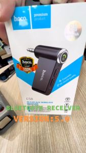 Hooc รุ่นE58 WIRELESS RECEIVER SOUND IN-CAR AUX อุปกรณ์เชื่อมสัญญาณ บูลทูธในรถยนต์ BT V5.0 100%