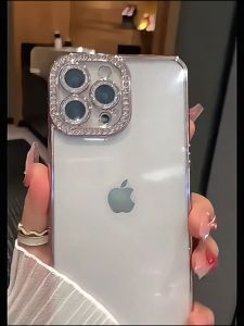 Luxury Glitter Diamond Lens Phone Case for IPhone 16 Pro Max 11 12 13 14 15 Pro Max Transparent Casing Soft TPU Cover