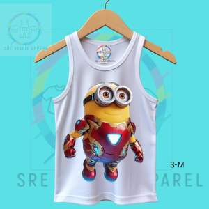 "White Sando for Kids 1–8 Yrs – Cute & Cool M-I-N-I-O-N Design | Lightweight Cotton Outfit"