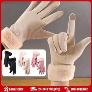 Women Touch Screen Gloves Fashion Mittens Autumn Winter Warm Thin Cashmere Solid Cycling Drive Suede Fabric Elegant Windproof Womens Thermal Lined Cycling Gloves Winter Warmth Riding Gloves Halloween Accessories Winter Gloves