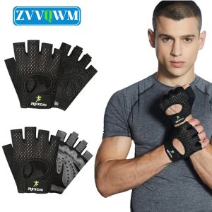 1Pair Breathable Fingerless Gloves Working Out Women Men Exercise Gloves Padded Palm Padded Hand Gloves Strength Training Gym