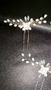 Garpu Rambut Mutiara Daun Emas Korea / Jepit Rambut Emas Kristal Bentuk U / Jepit Rambut Buatan Tangan / Hiasan Kepala Pernikahan Perhiasan Pernikahan / Aksesori Fashion 🌷Waroomy