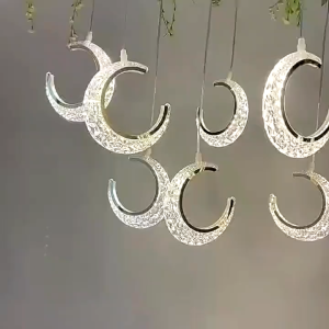 Eroma 5/10 Heads Moon Hanging String New Wedding Props Wedding Ceiling Light Welcome Area Decorative Light