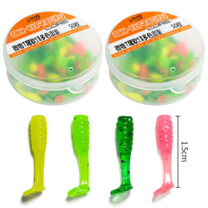 50pcs Micro T Tail Soft Fishing Lures with Spinner Blade Fly Bait 1.5cm Mini Stream Trout Bass Whitefish Crappie Tackle Kit Set