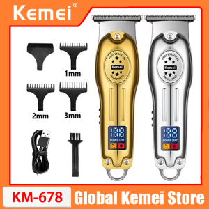 Kemei | Kemei KM-678 Portable Mini Electric Clippers Professional Metal Hair Clipper LCD Display Trimmer Rechargeable HairCutter Machine