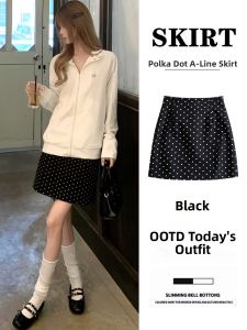 YISOF | Black Polka Dot Short Skirt Elegant and Thin Style High Waist Anti-peep