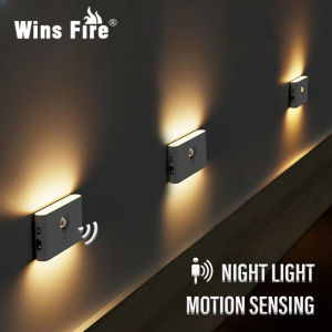 LED Induction Night Light Wireless USB Charging Human Body Induction Wall Light Bedroom Corridor Cabinet Bathroom Night Light