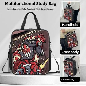 Large Capacity Canvas Pokemon Tutoring Bag Boys Girls Students Shoulder Bag Handbag Book Carrier Middle School High School