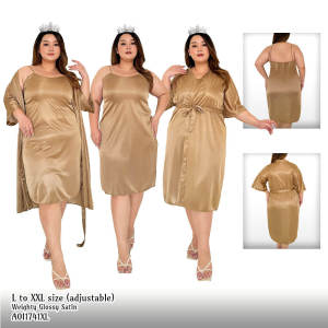 FOLVA Bridesmaid Kimono Set Wedding Big Size satin gold 1741GSET XL