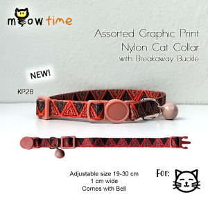 MeowTime: Assorted Graphic Print Cat Collar with Breakaway Buckle and Bell