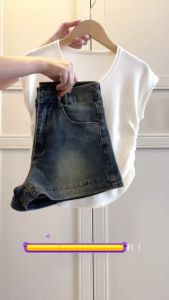 Premium-celana jeans pendek Retro Hot pants jeans higwaist/stretch short pants korea kekinian