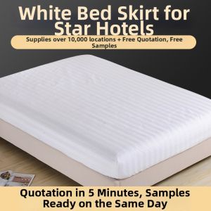 Cotton White Satin Stripes Bed Skirt