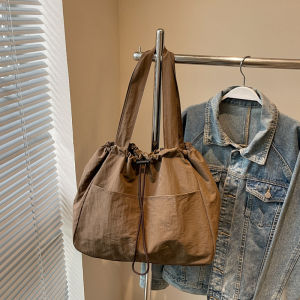 Cotton Canvas Bag Leisure Travel Commuting Large Capacity Drawstring Multi-Pocket Casual Storage Bag for Work And Travel