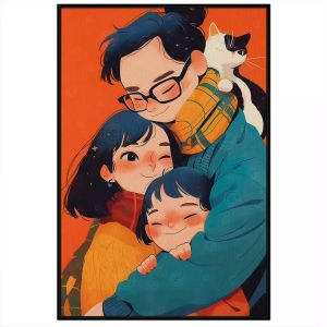 Tranh gia đình 3 người hạnh phúc(cha mẹ và con gái).Tranh treo tườngdán tường nội thất.CGI-1323