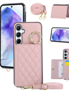Leather Phone Case with Card Holder Anti-Drop Strap Lanyard Stylish Wallet Design