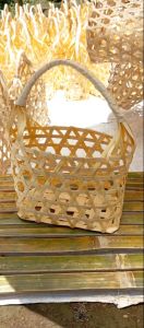 Keranjang anyaman bambu tas jinjing anyaman bambu 25x10x20
