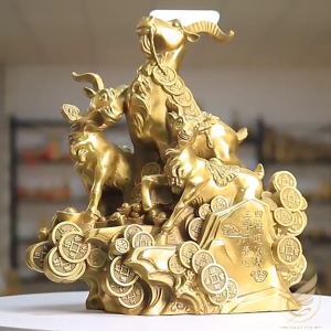 Tượng Dê Phong Thủy Tài Lộc Tam Dương Khai Thái Cát Tường Tượng Dê 12 Con Giáp Bằng Đồng Thau - Đồ Đồng Thuận Tâm