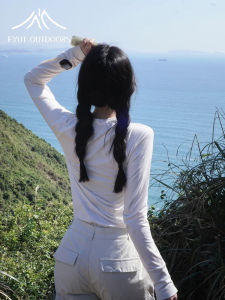 FYUT Womens Outdoor Quick Dry T-Shirt Breathable Sweat Absorbent Sports Top Ultra Light Long Sleeve round Neck UV Protection