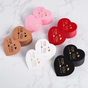 100pcs Thank You Tags Pink Red Kraft Paper Cards Labels Gift Tag Wedding Birthday Christmas Party Supplies Candy Cake Box Tag