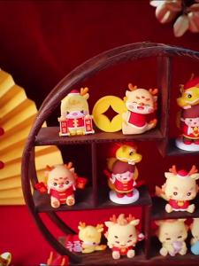 Dragon Year Chinese Style Cake Topper Baby Full Moon 100 Days Celebration For Kids 1st Birthday New Year Party Cake Decor Kit