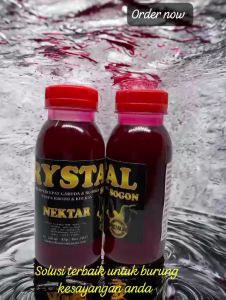 PAKAN BURUNG CRYSTAL NEKTAR SOGOK ONTONG KOLIBRI dll cair 250 ml dan burung pemakan madu lainnya