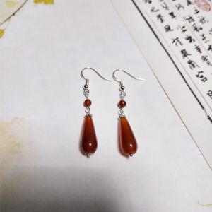 New Chinese Style Qipao Fashion Jewelry Scattered Waterdrop Ancient General Wine Hook Earrings Mixed Material Trendy Accessories