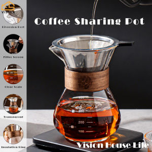 Vision 400ml Pour Over Coffee Maker Set Glass Carafe Coffee with Stainless Steel Coffee Filter Drip Coffee Maker Glass Coffee Appliances
