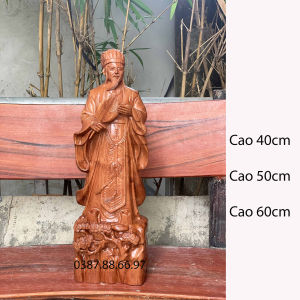 Tượng khổng minh gia cát lượng cao 40 50 60cm gỗ hương cực đẹp