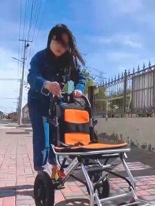 Multifunctional folding wheelchair aluminum alloy wheelchair light folding adult wheelchair travel portable simple trolley weighs 200kg and can be taken on the plane