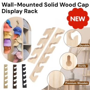 Wall-mounted Solid Wood Cap Display Rack Hanging Hat Organizer Punch Free Space Saving Baseball Cap Storage Rack 鸭舌帽展示架
