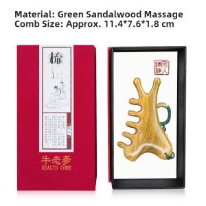 Green Sandalwood Four-In-One Massage Comb Natural Head Scalp Meridian Ladies Multifunctional Wooden Comb Family Personal Care Tool