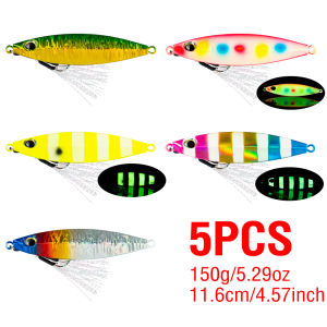 AKAKUMA | 5Pcs Metal Fishing Jig Sinking Casting Lures 3D Eyes Luminous Jigging 40-200g Artificial Hard Bait with Assist Hooks