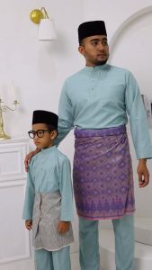 Brand Sempurna Baju Melayu Warna Mint Green Slim Fit Cotton Sedondon Baju Raya ( C011BM ) BMC