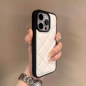 Fall Winter Plaid down Jacket Compatible with Apple 16ProMax Phone Case New iPhone 15/14 Case 15pro New 12 Autumn Winter 13 Leather Black White 11 Anti-Fall Protective Cover for Women
