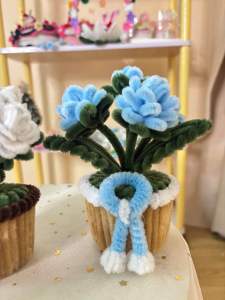 กระถางลวดกำมะหยี่ ของขวัญวันแม่ ของปัจฉิม กระถางดอกทานตะวัน ลวดกำมะหยี่ สวยมากก