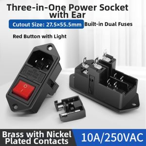kuicc | Three-in-one AC Power Socket with Dual Fuses Red Switch