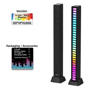 Double-Sided 3D Sound-Controlled RGB Music Rhythm Light USB Powered Car Interior Ambient Light Computer Desktop App Bluetooth Sensing