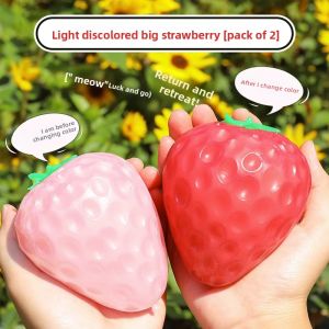 MONLEYTA | New Color Changing Strawberry Squeezable Toy Stress Relief Office Toy Creative Gift Toy For Children And Adults Universal Age