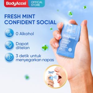 BodyAccel Mouth Spray Segar Instan 3 Detik Aman Ditelan & Tanpa Alkohol Mint dan Lemon 10 ml