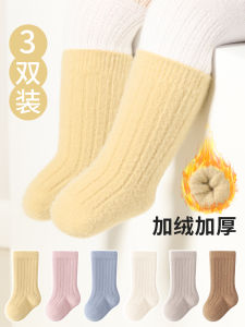 Thickened Fleece Baby Socks Autumn Winter Mid-calf Not Tight on Legs for 0-3 Months Newborn Cotton Sugar Growth Childrens Socks