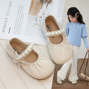 Fashionable Pearl Princess Shoes for Girls Soft Bottom Baby Single Shoes Spring Autumn Childrens Leather Shoes Cute Little Girl